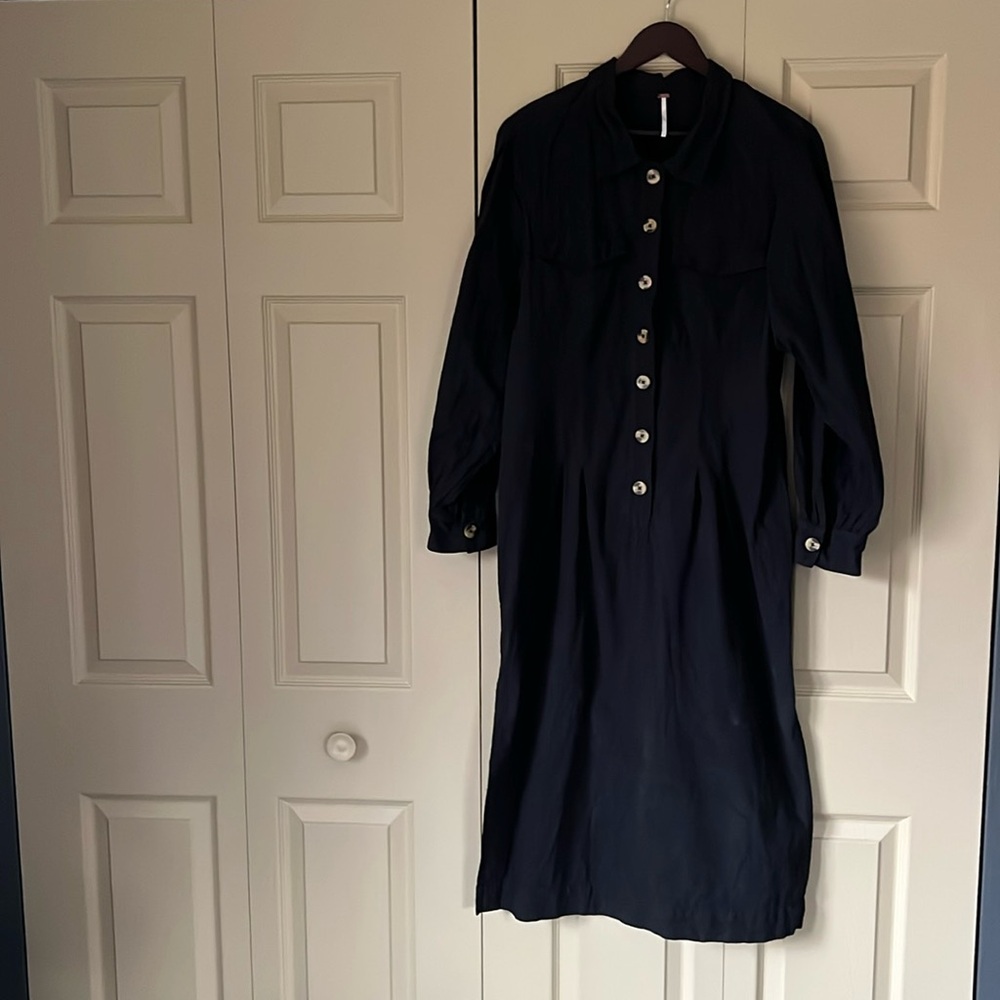 Free People Audrey Dress Size L Large Black Long